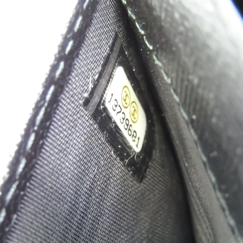 Chanel COCO Button Women's Leather Long Wallet (bi-fold) Black