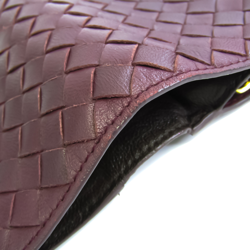 Bottega Veneta Intrecciato 114073 Unisex Leather Wallet (bi-fold) Purple