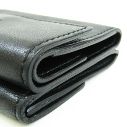 Gucci 030 1502 1598 Unisex Leather Wallet (tri-fold) Black