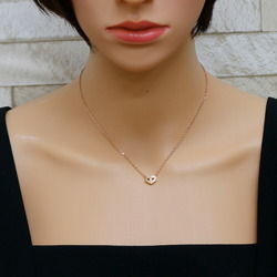 Valente Cartier CARTIER C Heart Necklace 18K K18 Pink Gold Diamond Women's