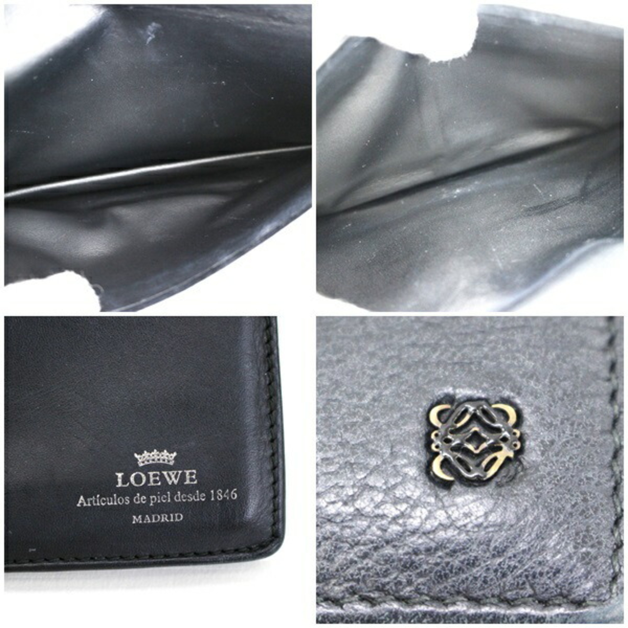 Loewe Bifold Long Billfold Leather Black LOEWE Women's Men's