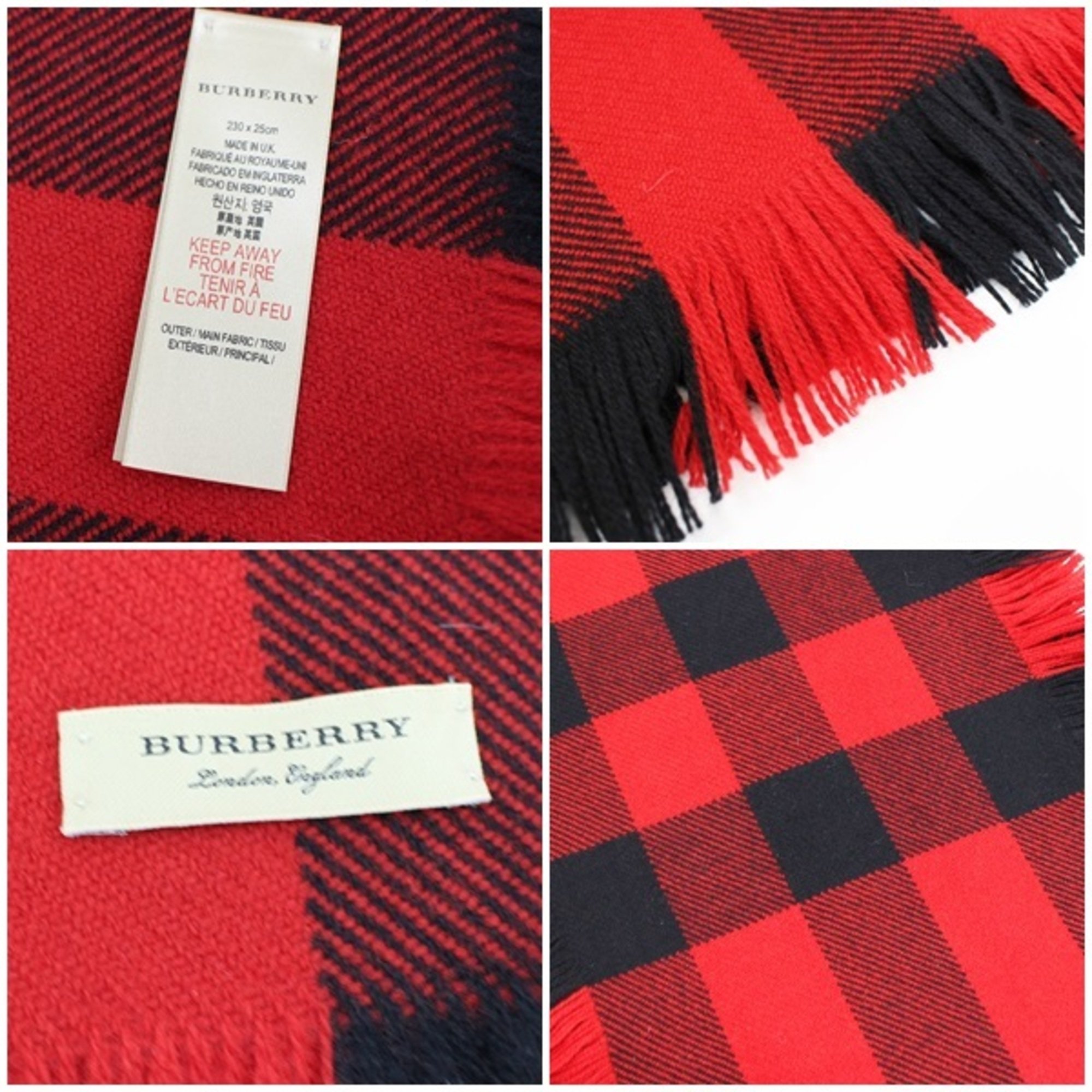 Burberry Wool (Wool) Muffler Mega Check Pattern Red x Black BURBERRY | Women's Men's