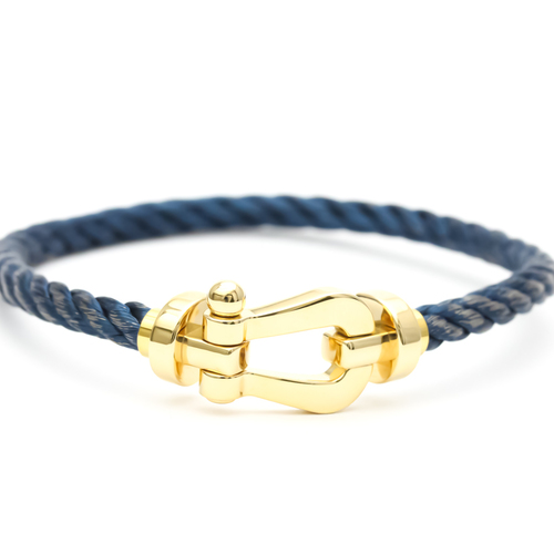 Fred Force 10 Large Model Stainless Steel,Yellow Gold (18K) No Stone Charm Bracelet Blue,Gold