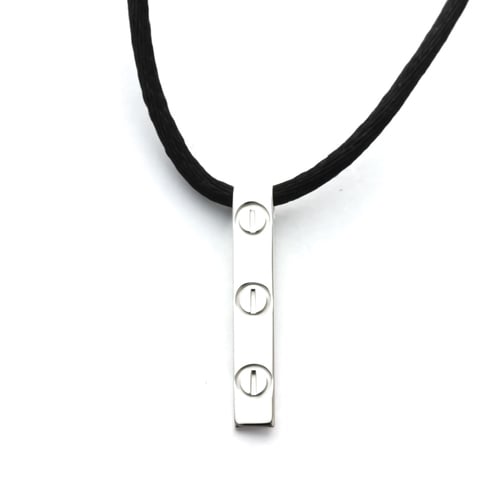 Cartier Love Bar Necklace White Gold (18K) No Stone Women,Men Fashion Pendant Necklace (Black,Silver)