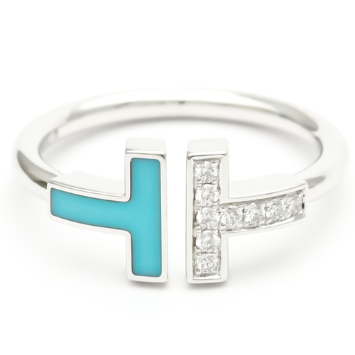 Tiffany T Wire Ring White Gold (18K) Fashion Diamond,Turquoise Band Ring
