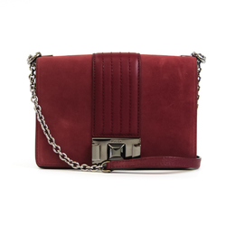 Furla MIMI Women's Suede,Leather Shoulder Bag Red Color,Red Brown