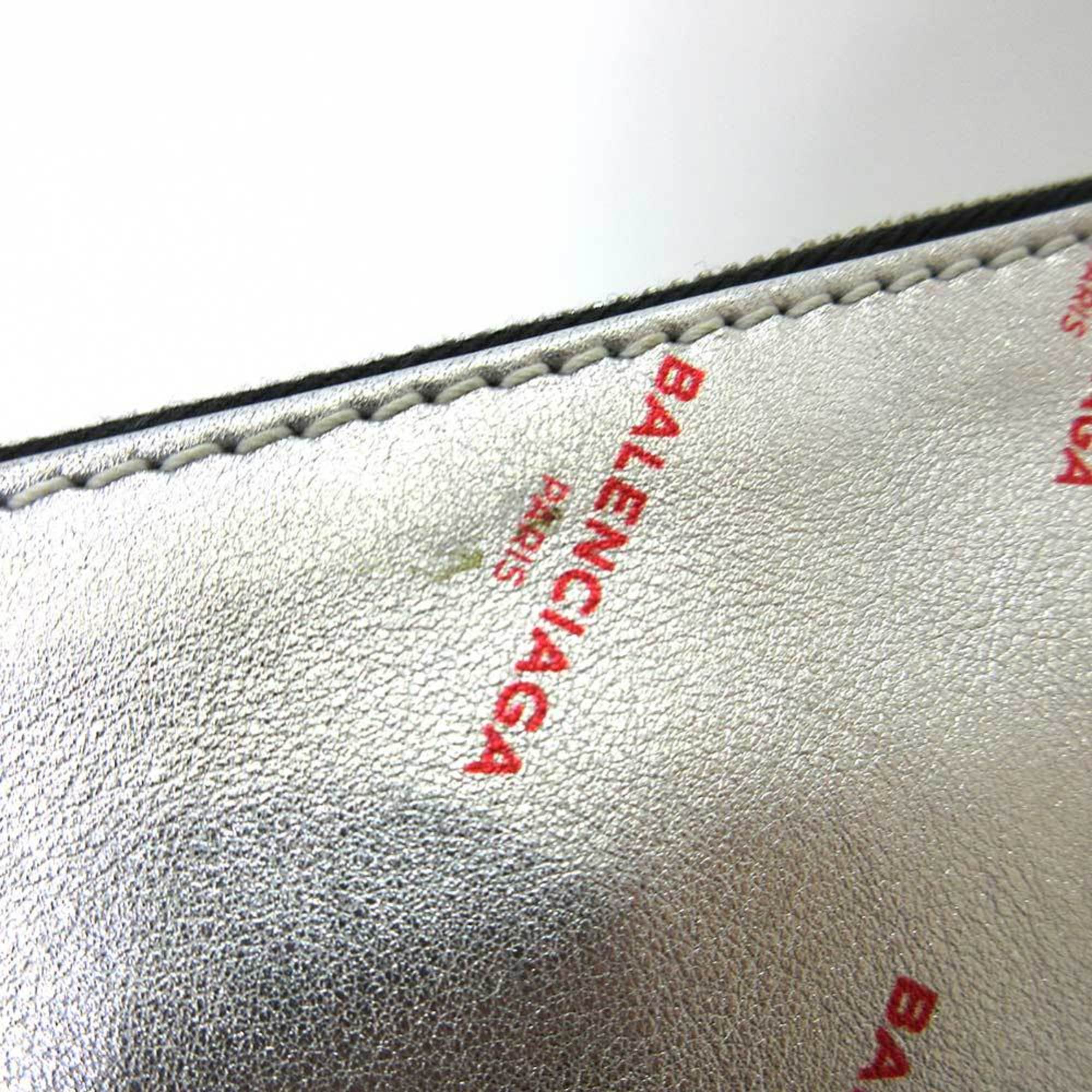 Balenciaga Bag Large Clutch Metallic Silver Color Second Women's Men's Leather