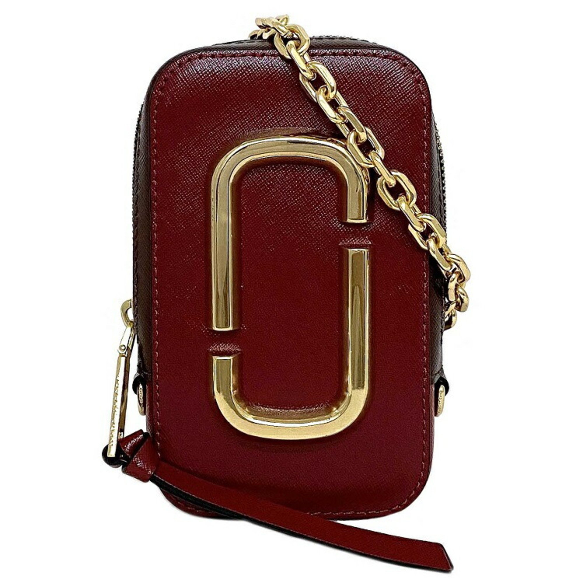 Marc Jacobs Shoulder Bag Hot Shot Bordeaux Brown Gold M0012740 Coated Leather MARC JACOBS Chain Women's