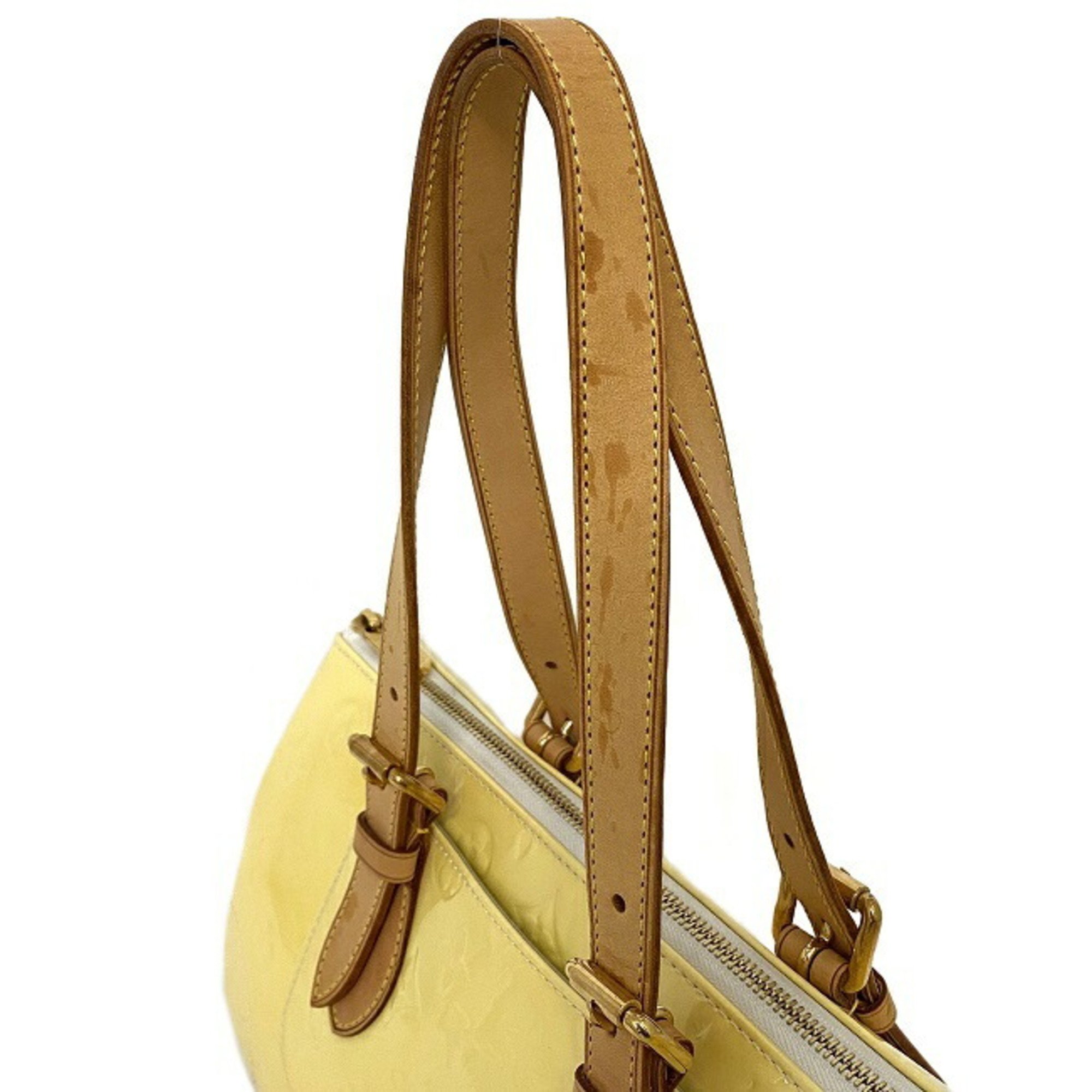 Louis Vuitton Handbag Rosewood Avenue Yellow Beige Monogram Vernis M93508 Patent Leather FL4097 LOUIS VUITTON Enamel Triangle Ladies