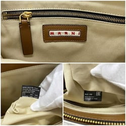 Marni Tote Bag Natural White Brown SHMP0068Q0 P2994 Canvas Leather MARNI Handbag Bicolor Ladies