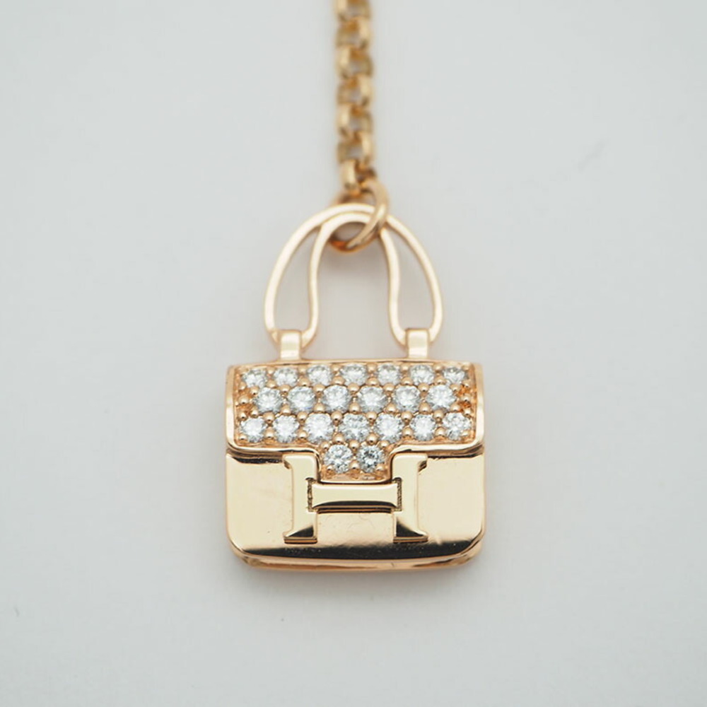 Hermes Birkin Amulette Pendant Necklace 18k Rose Gold And Diamonds Auction
