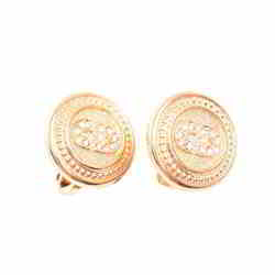 Christian Dior circle rhinestone earrings gold metal