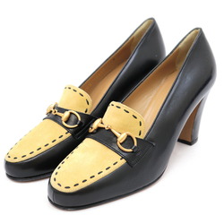 Gucci horsebit heel pumps ladies black x beige 35 bicolor