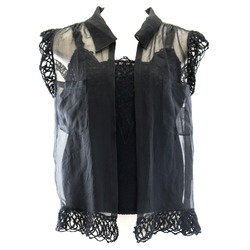 Chanel 06C Lace Silk Ensemble Ladies Black 40 Blouse Camisole Cashmere