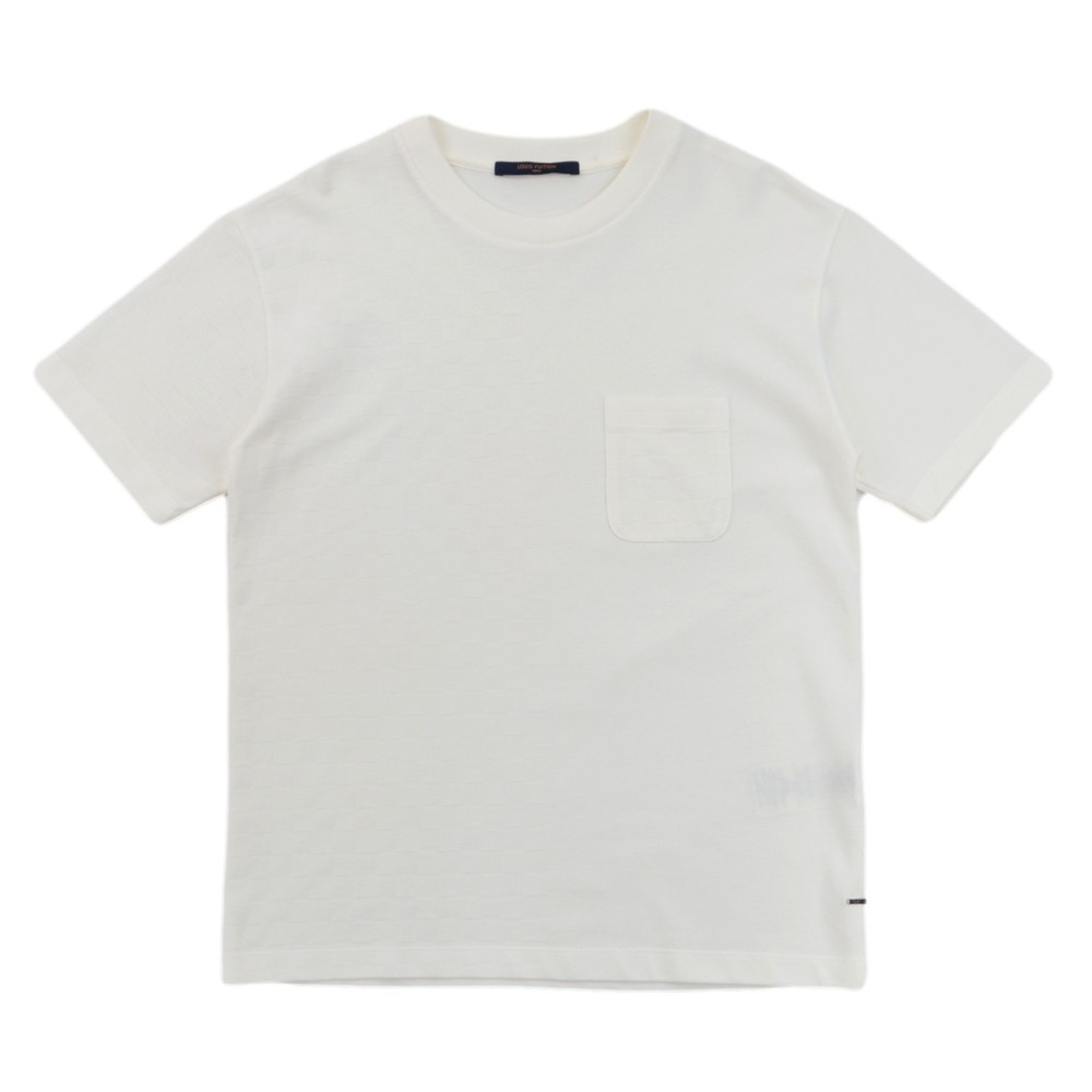 Louis Vuitton 20AW Damier Pattern Short Sleeve T-shirt Men's White S Chest  Pocket Cut and Sewn