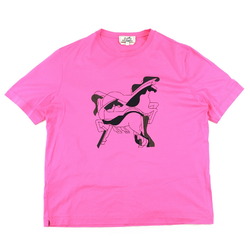 Hermes 18SS Horse Print Short Sleeve T-shirt Men's Pink M Pattern Cut and Sew