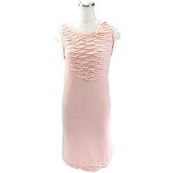 Chanel P41 border sleeveless dress ladies pink 34 here mark button