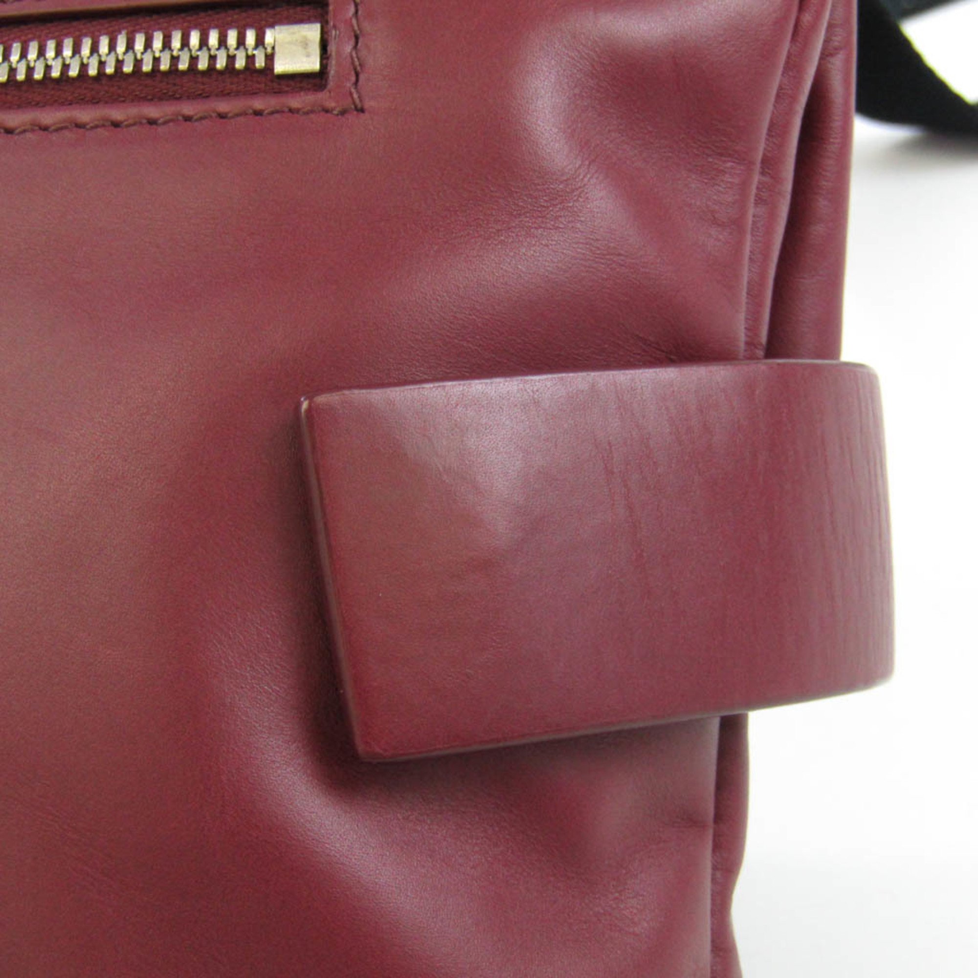 Bottega Veneta Unisex Leather Shoulder Bag Red Color,Wine