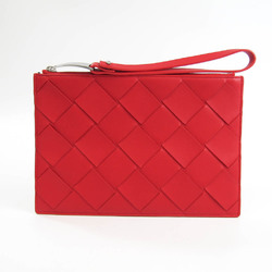 Bottega Veneta Intrecciato Maxi Intrecciato Unisex Leather Clutch Bag,Pouch Red Color