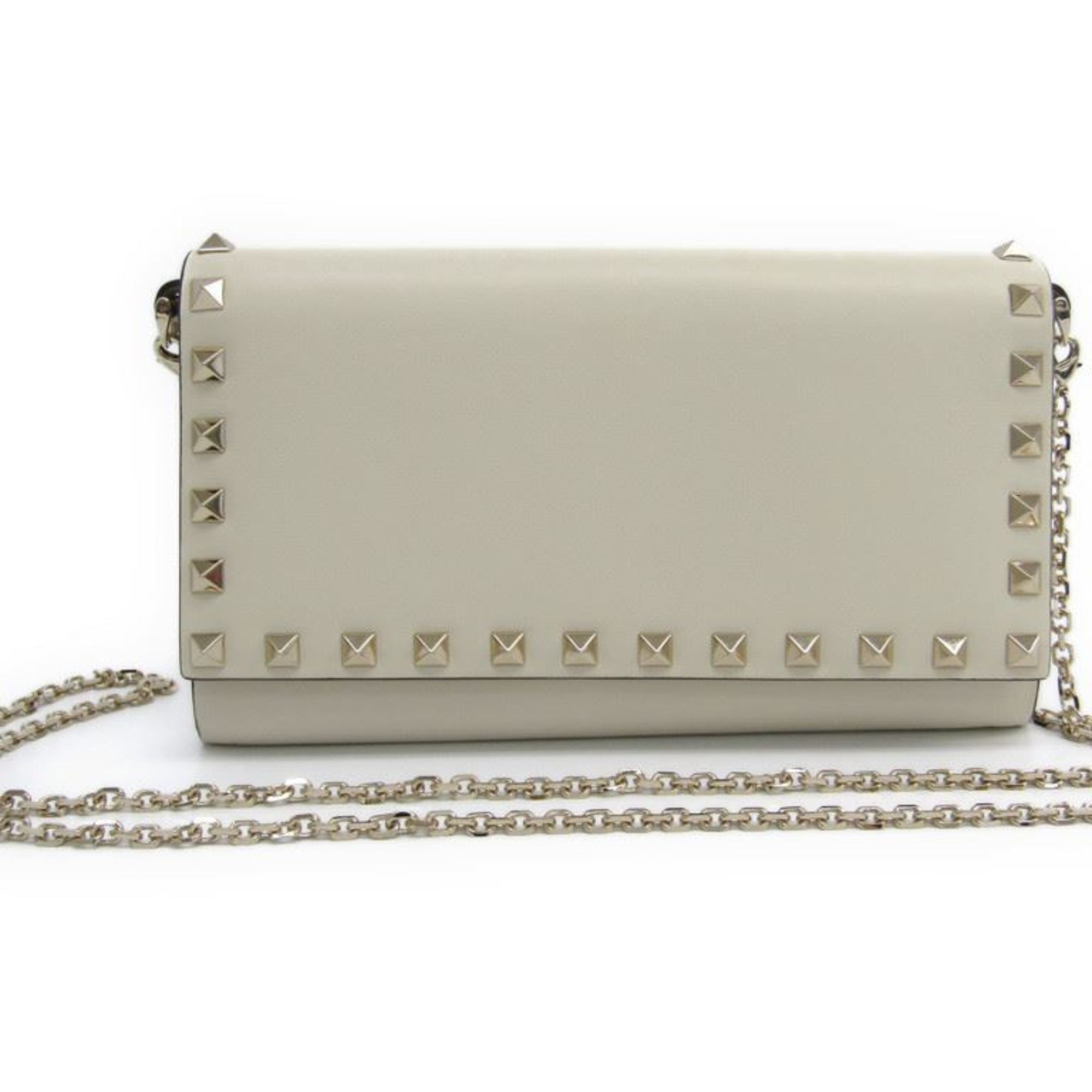 Valentino Rock Studs Chain Wallet MW0P0652BOL Women's Long Wallet (bi-fold) Ivory