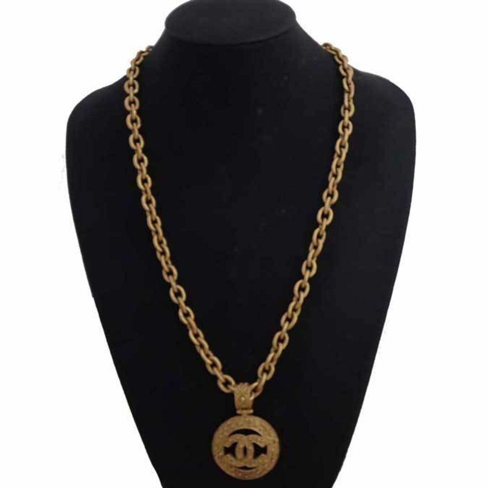 Chanel CHANEL necklace here mark gold pendant long chain ladies