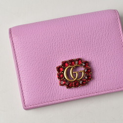 Gucci Mini Wallet/Coin Case GUCCI Folding Wallet 499783 GG Marmont Rhinestone Rose Pink