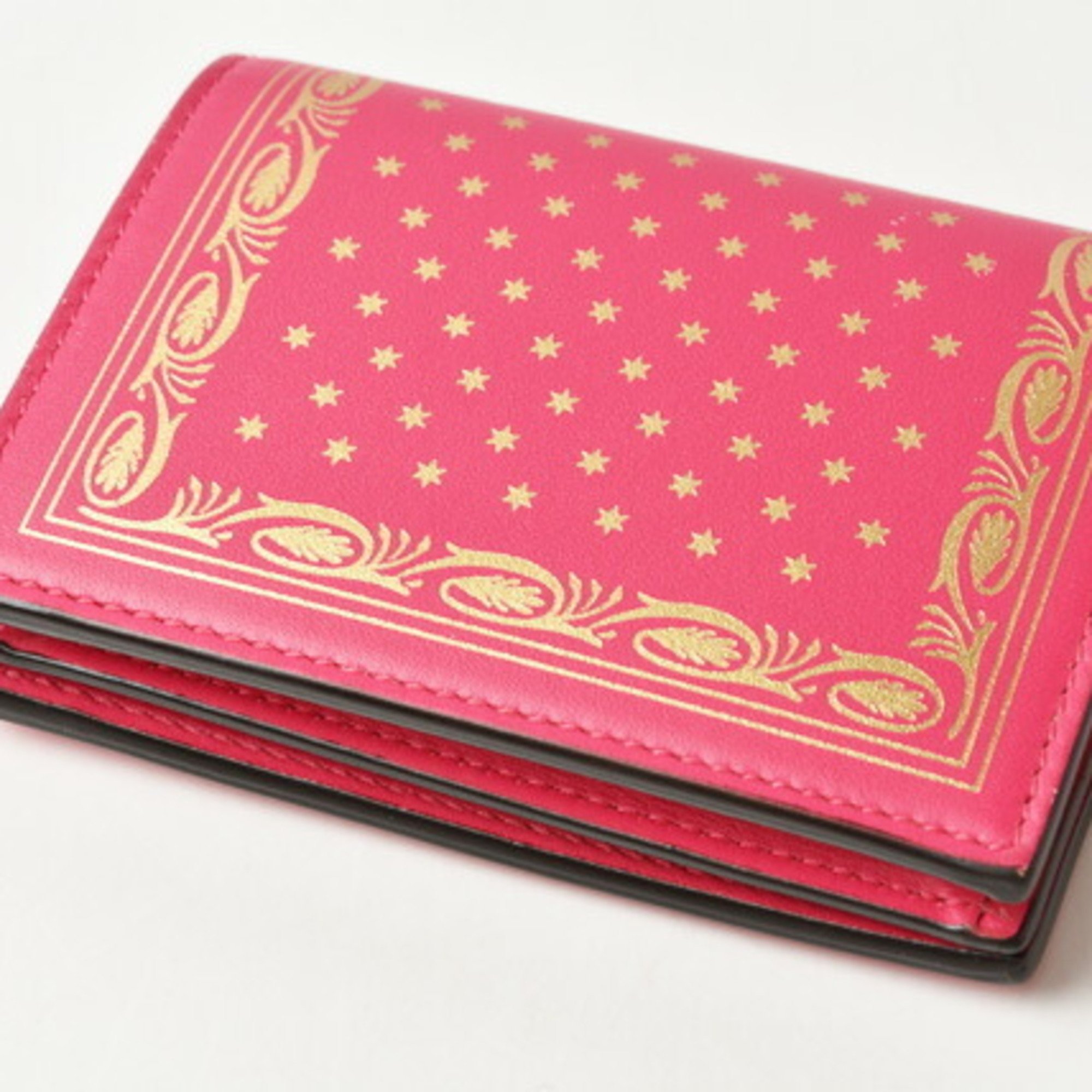 Gucci Mini Wallet/Coin Case GUCCI GUCCY Folding Wallet SEGA Collaboration Pink/Gold Leather