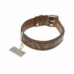 FENDI Fendi Dog Collar S Zucca Pattern Brown Unisex PVC Leather