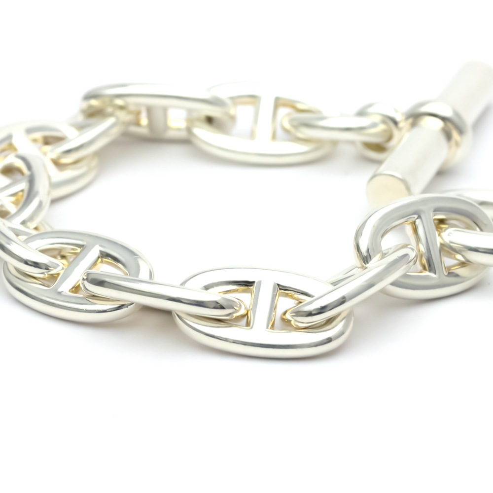 Hermes Chaine D'Ancre Silver 925 No Stone Charm Bracelet