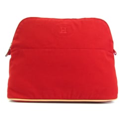 Hermes Bolide Pouch GM Women's Cotton,Leather Clutch Bag,Pouch Red Color