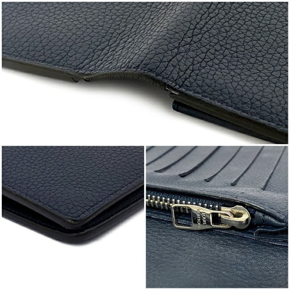 Louis Vuitton Wallet Portofeuil Brothers Black x Blue Long Folded