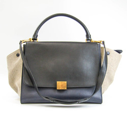 Celine Trapeze 169542 Unisex Leather,Canvas Handbag,Shoulder Bag Beige,Black,Navy