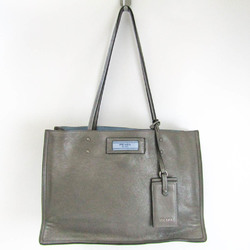 Prada Etiquette 1BG118 Unisex Leather Tote Bag Gray