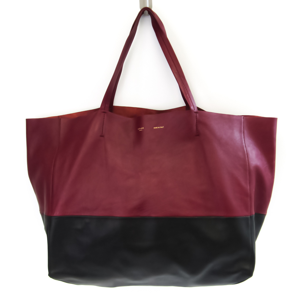 CELINE logo one Shoulder Bag Hand Bag Leather Red/Black/GoldHardware