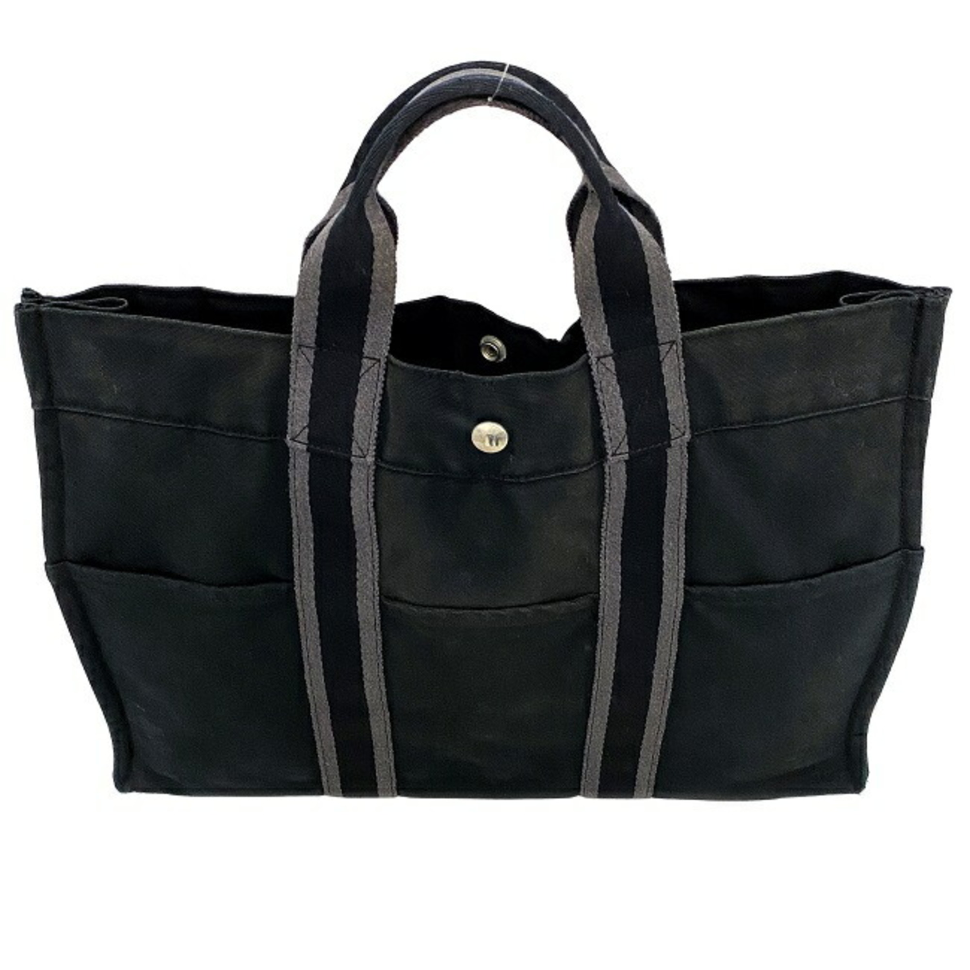 Hermes MM black gray fur toe canvas HERMES men's women's unisex bag tote