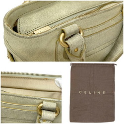 Celine handbag boogie bag silver gold CE00 13 leather CELINE ladies plate