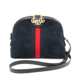 Gucci Ophidia 499621 Women's Suede,Leather Shoulder Bag Navy,Red Color