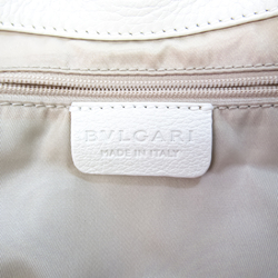 Bvlgari Logomania Women's Canvas,Leather Handbag Light Beige,Off-white