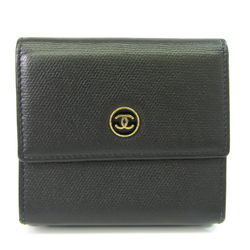 Chanel Unisex Leather Wallet (tri-fold) Black