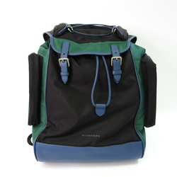Burberry Unisex Nylon,Leather Backpack Black,Blue,Green