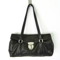 Prada Unisex Leather Handbag,Tote Bag Black