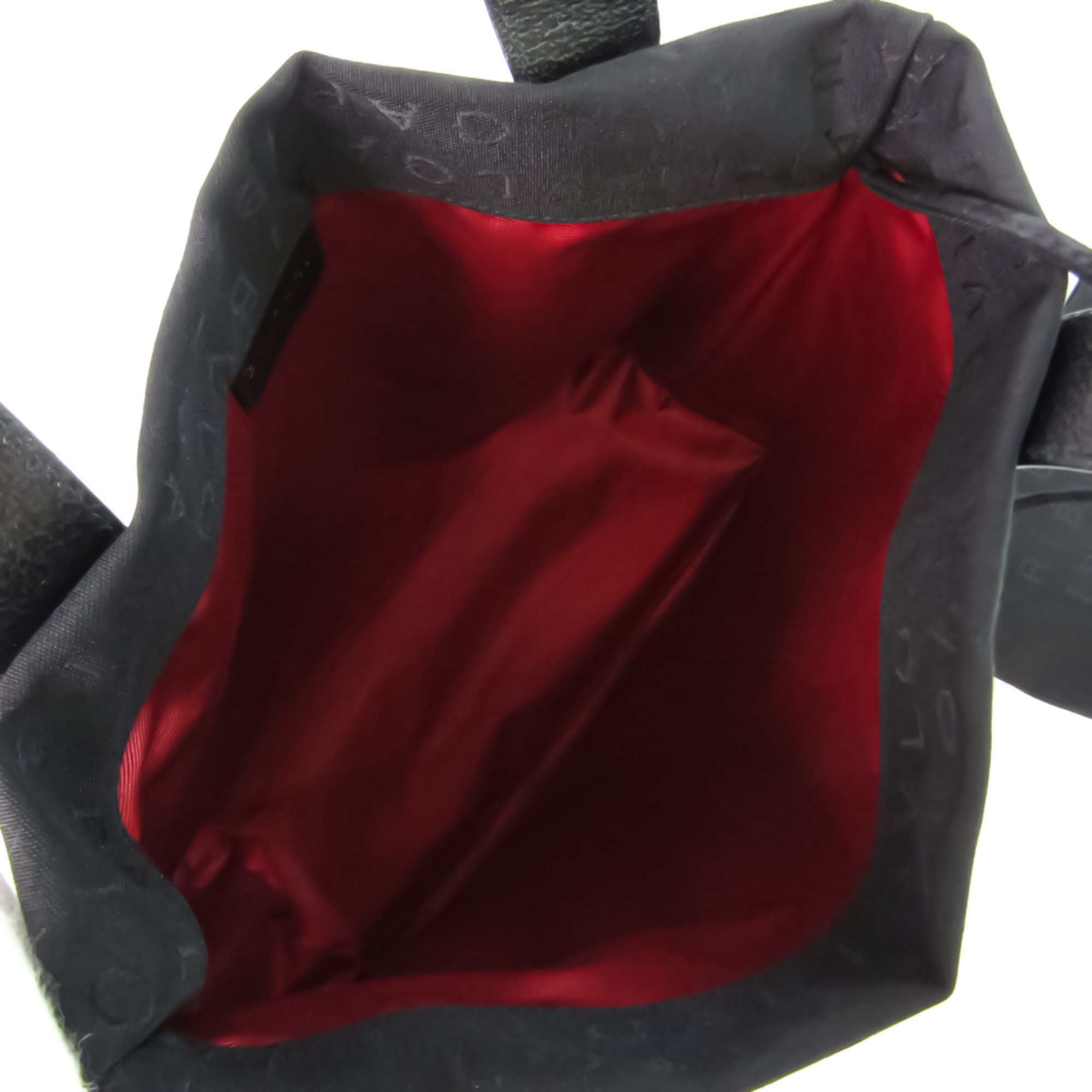 Bvlgari Logomania Unisex Canvas,Leather Handbag Black