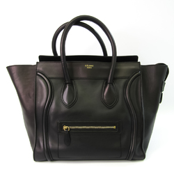 Celine Luggage 165213 Women's Leather Handbag Black