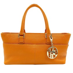 Moravito Leather Orange Handbag Tote Bag