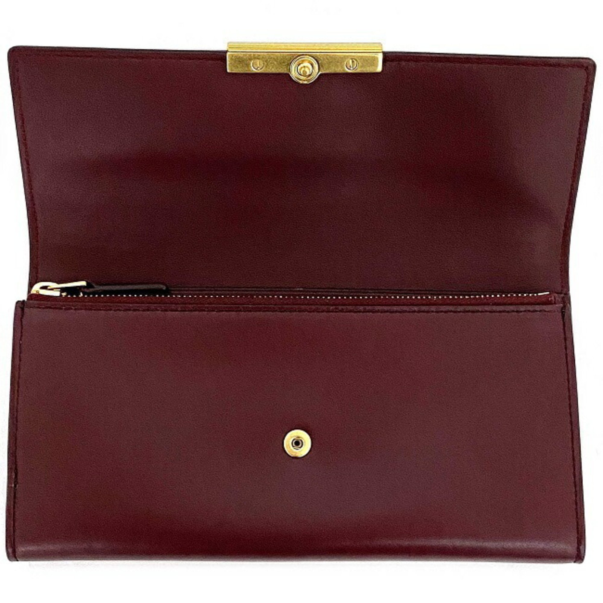 Bottega Veneta Trifold Long Wallet Bordeaux Gold 578751 VMAU1 6206 Leather Calfskin BOTTEGA VENETA Flap Women's