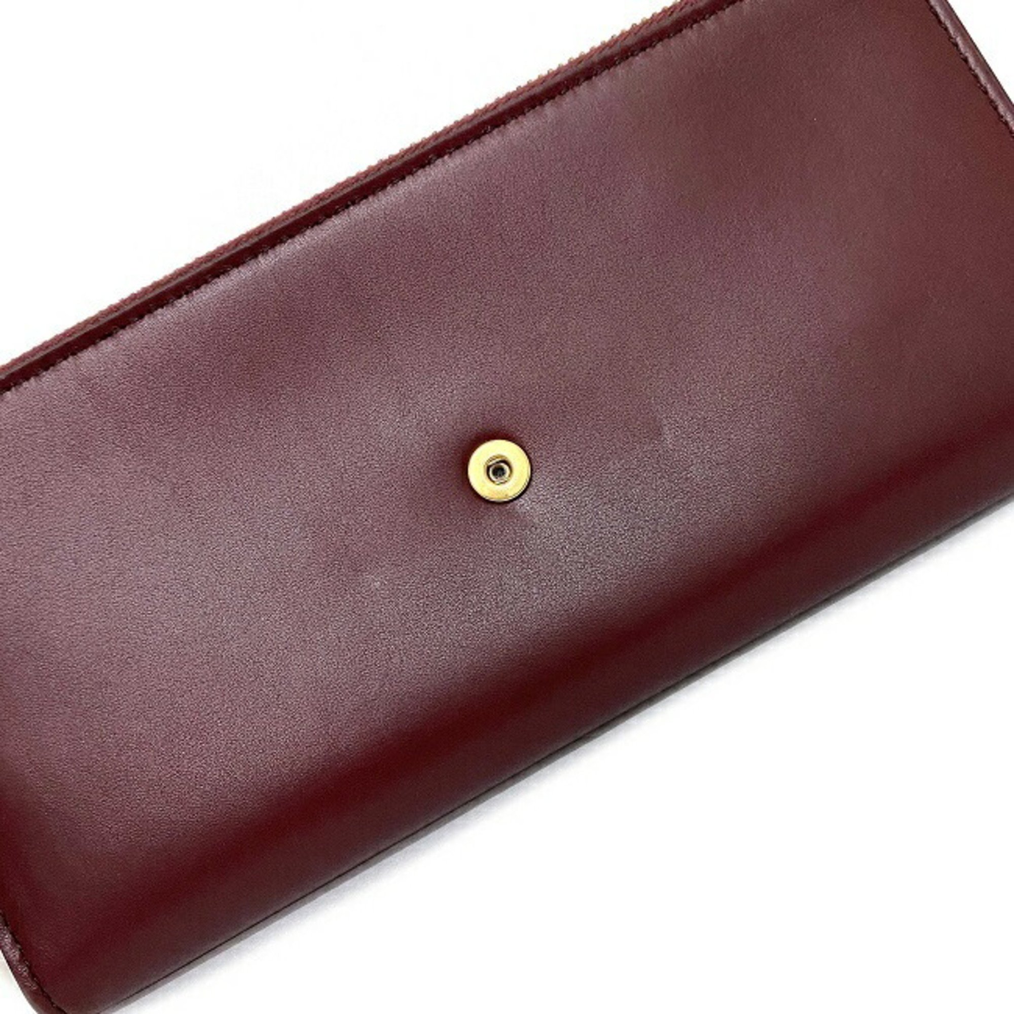 Bottega Veneta Trifold Long Wallet Bordeaux Gold 578751 VMAU1 6206 Leather Calfskin BOTTEGA VENETA Flap Women's