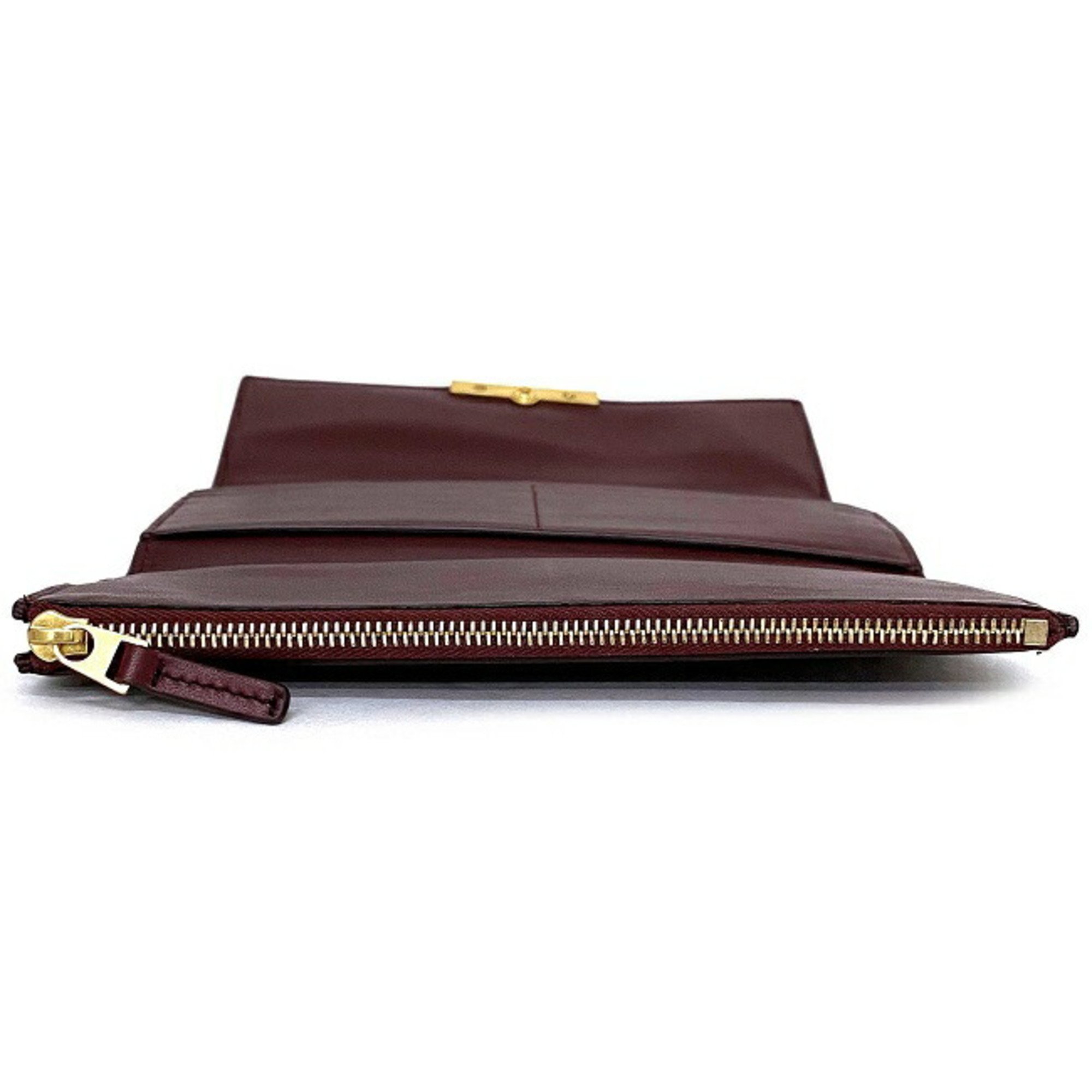 Bottega Veneta Trifold Long Wallet Bordeaux Gold 578751 VMAU1 6206 Leather Calfskin BOTTEGA VENETA Flap Women's