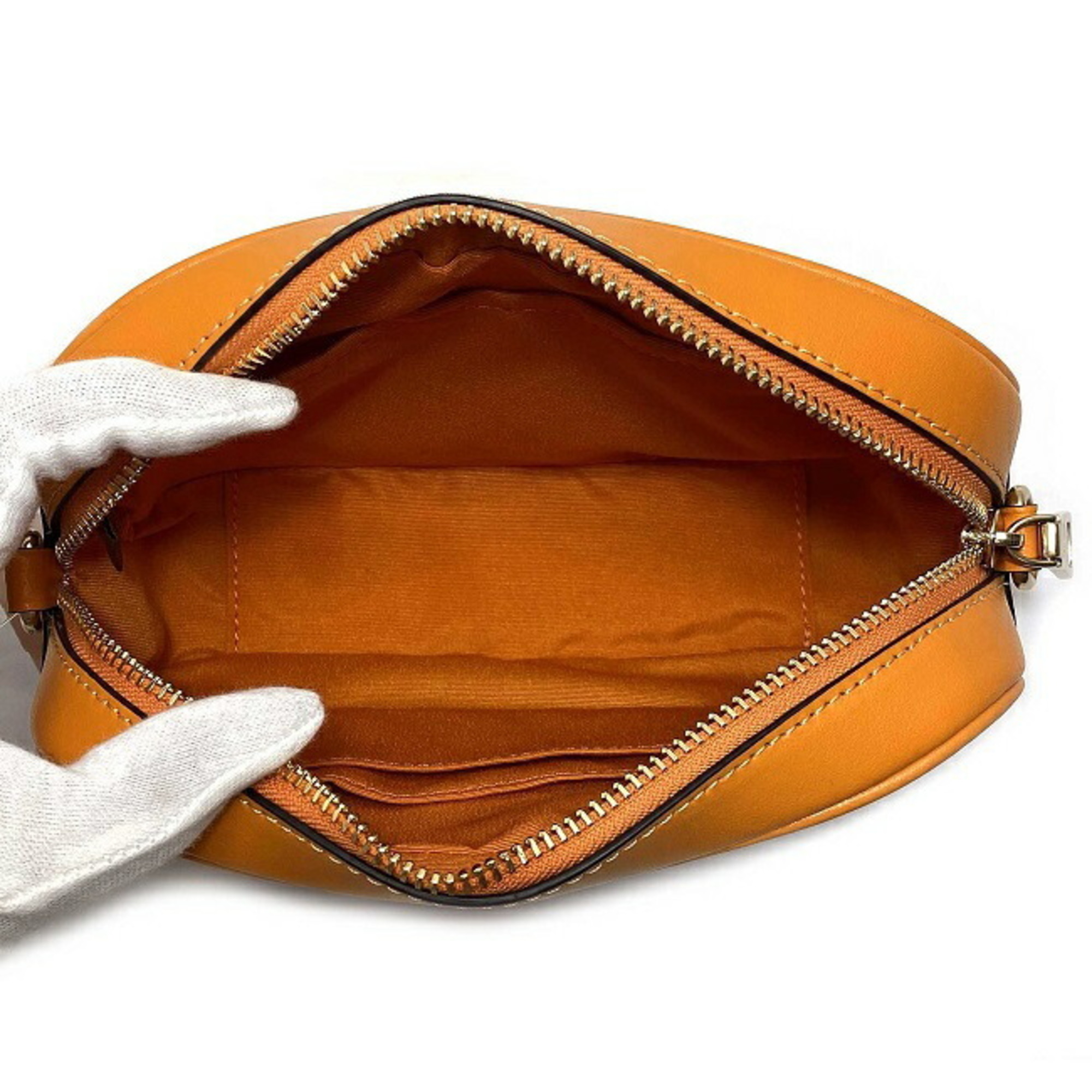 Coach Camera Bag Orange C9938 Leather Canvas COACH Body Shoulder Flower Print Women's