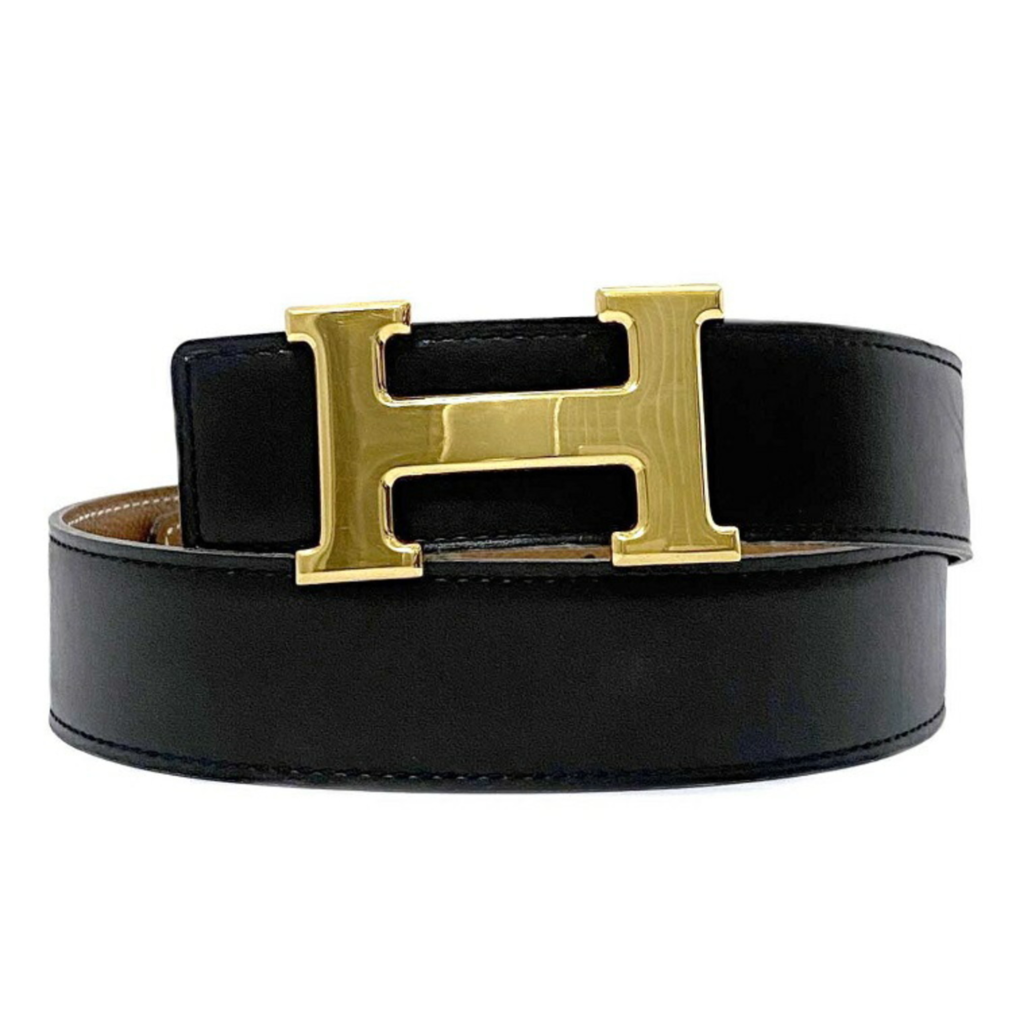 Hermes H Belt Gold Black Brown Constance Leather GP Box Calf Muffler ...