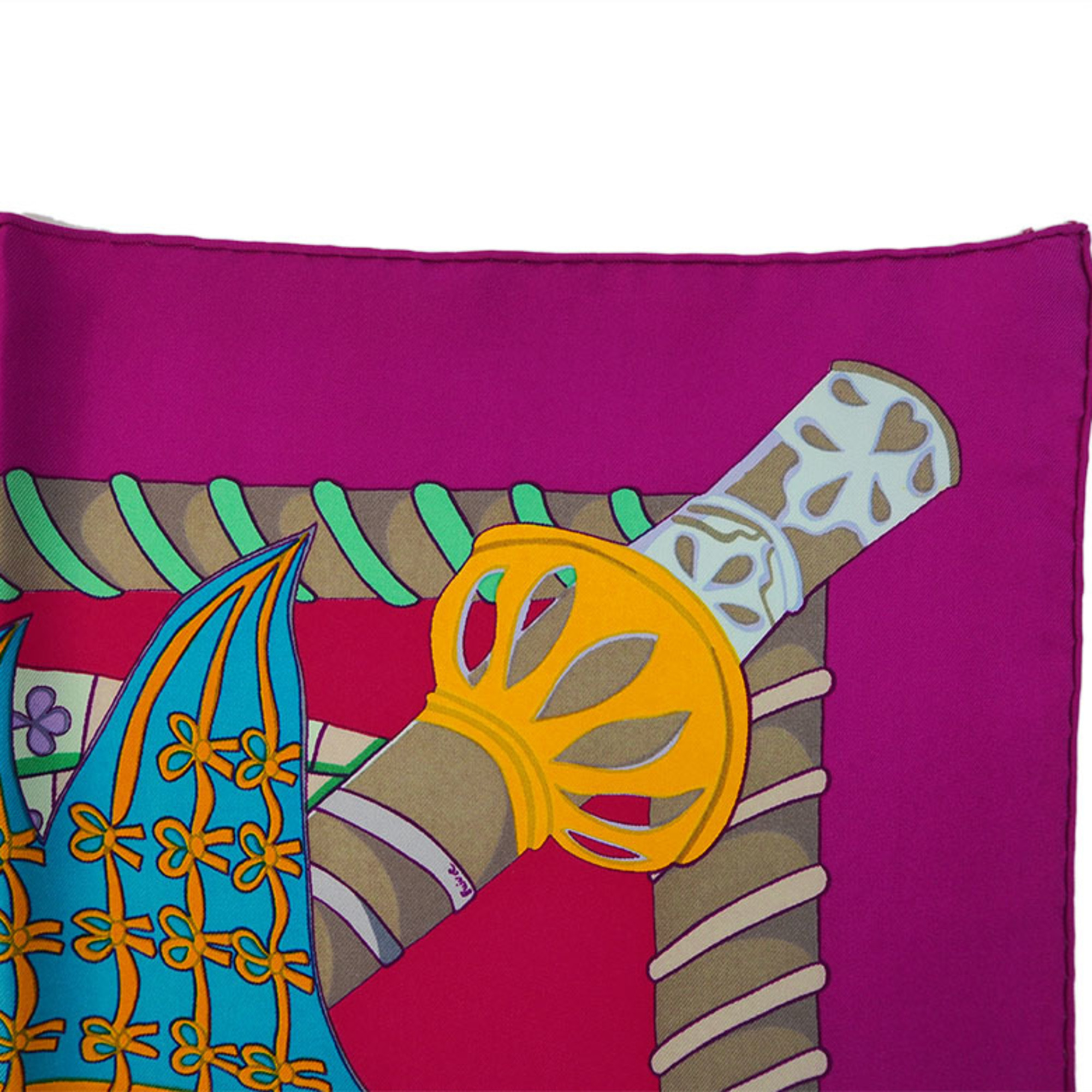 Hermes HERMES Carre 90 Etendards et Bonnieres Flag Purple x Pink Silk Scarf Muffler Women's